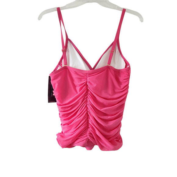 New Be Creative Tankini Swimsuit Top Size 12 Pink, Ruched, Adjustable Straps - Picture 2 of 5